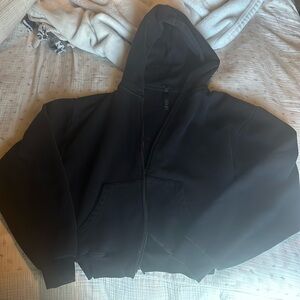Skims black zip up crop hoodie